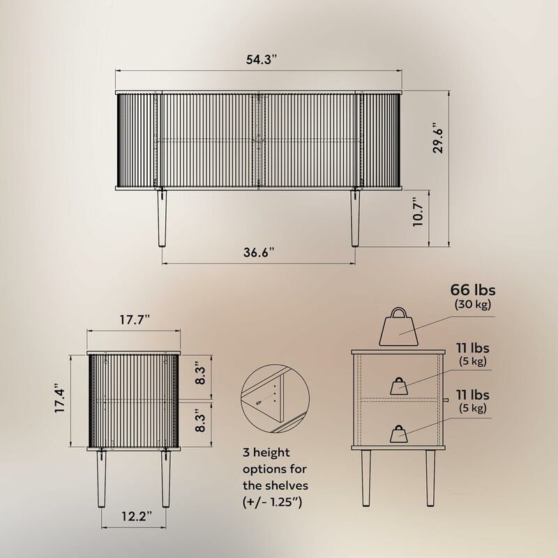 55 ''Side board Lagers chrank mit Türen und Regalen-Anrichte Lagers chrank für Büro, Schlafzimmer Lagers chrank