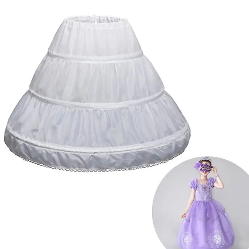 Gaun Anak Perempuan Anak-anak Rok Dalam Crinoline Aksesori Pernikahan untuk Gaun Anak Perempuan Bunga Rok Dalam Berbulu 3 Lingkaran