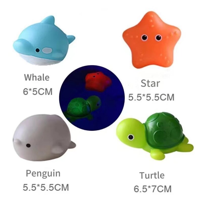 Pool Party Glowing Toys tempo di bagno divertente vasca da bagno giocattolo sensore d'acqua luminoso LED Ocean Animal Water Floating Toy per neonato