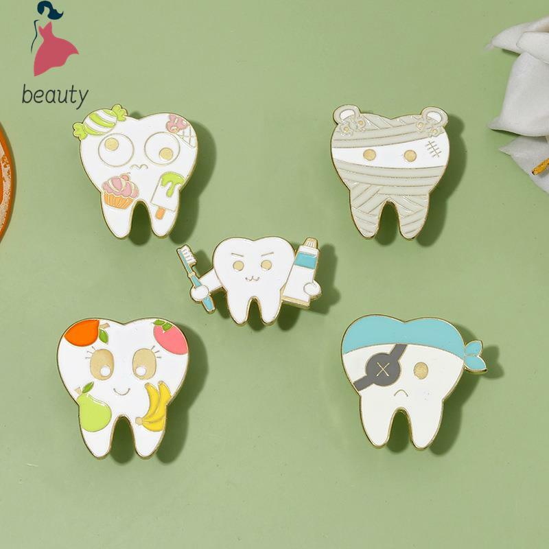 Dentes Toothbrush Metal Esmalte Broche, Cute Cartoon Dentistry Badge, Trendy Backpack, Lapel Jóias, Presentes para Crianças e Amigos