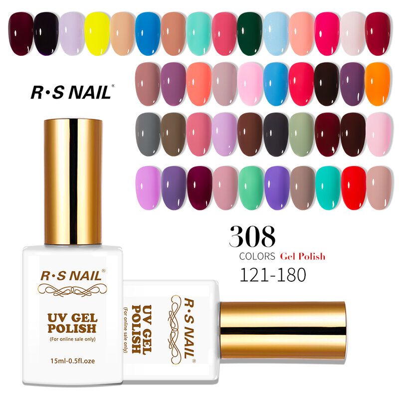 RS 15ml Gel Nail Polish For Nails Semi Permanent Soak Off Gel UV LED Varnishes Base Matte Top Coat Need UV Lamp（121-240)