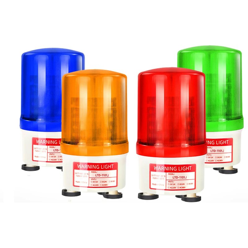 Red Yellow Green Blue Rotating Warning Beacon Signal Strobe Light Industrial Sound and Light Alarm Lamp with 90dB Security Siren