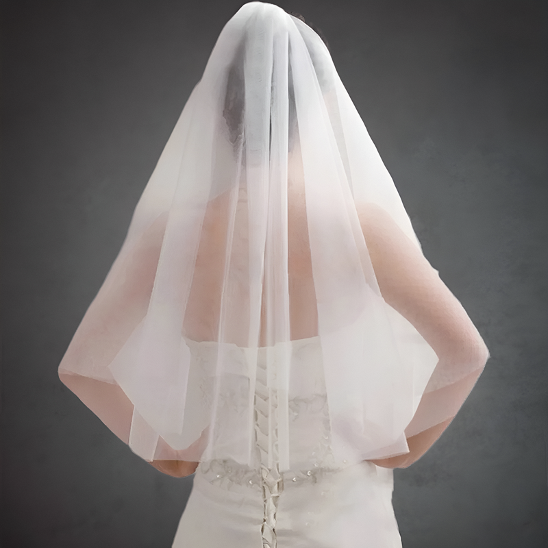 حجاب زفاف بسيط من التل ، حجاب زفاف أبيض عاجي رخيص ، إكسسوارات زواج