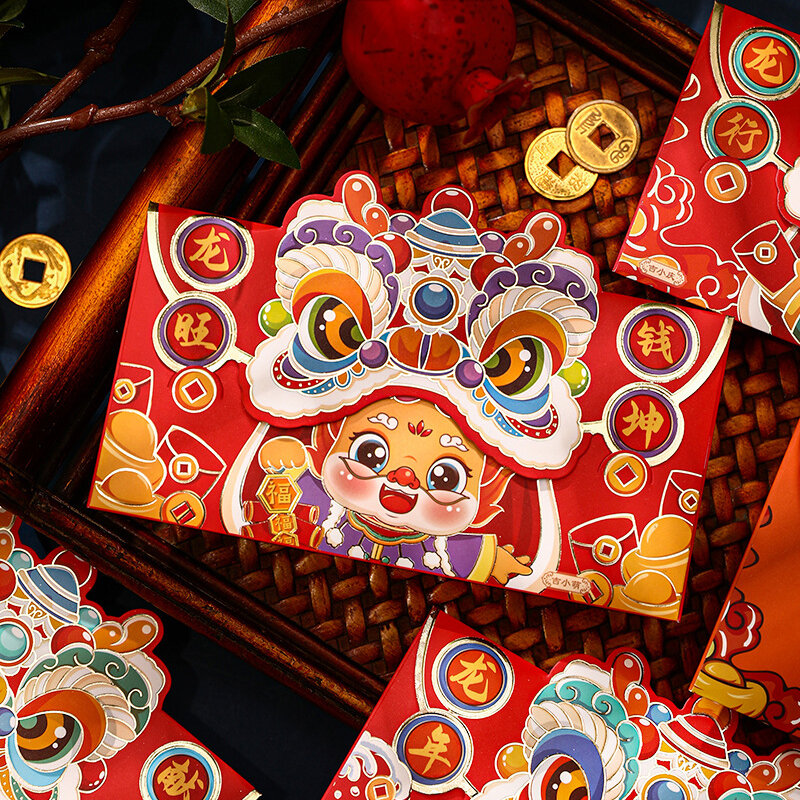 Chiński nowy rok czerwone koperty kreskówka smok rok Hongbao wiosenny festiwal kieszenie pieniędzy