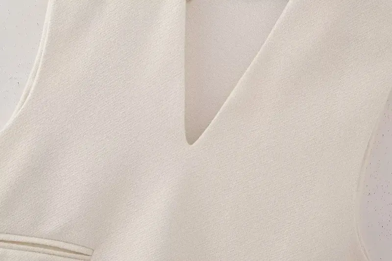 Chaleco Corto sin mangas con cuello en V para mujer, decoración de bolsillo, estilo de vacaciones, Tops Vintage, Tops elegantes, nueva moda