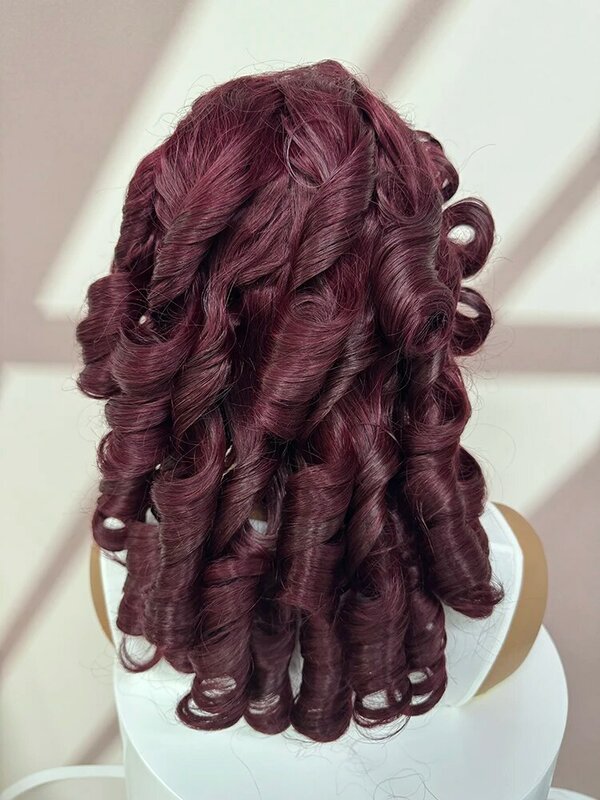 Peluca de cabello humano para mujer, postizo de encaje Frontal 13x4 HD, encaje transparente brasileño, Borgoña 99J, 300% de densidad