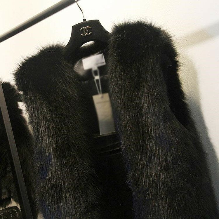 Chaleco de piel de zorro de imitación para mujer, Chaqueta de felpa de longitud media de invierno, versión coreana, todo en uno, 2022
