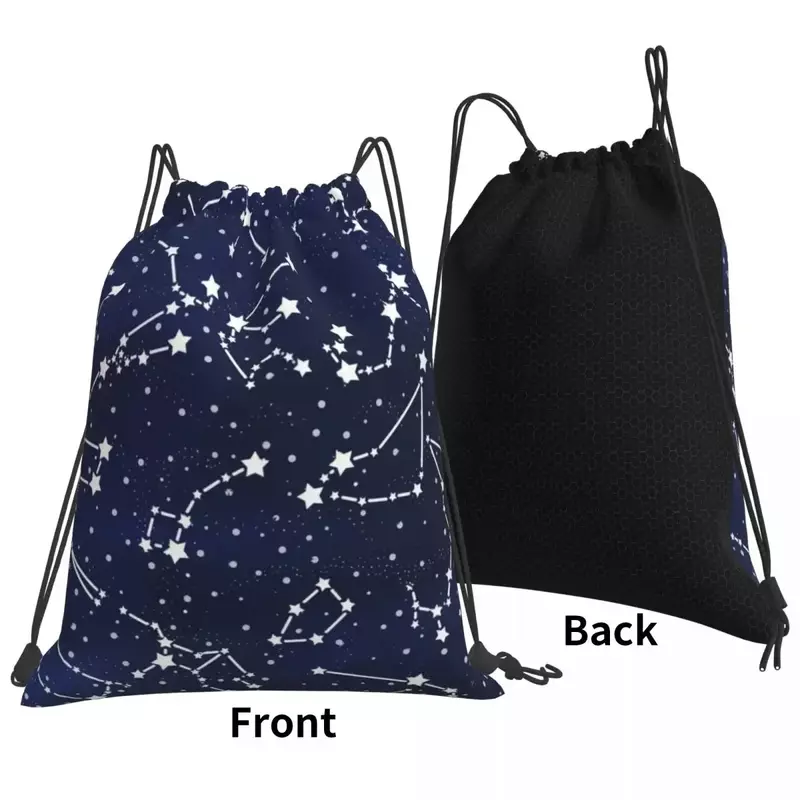 Vintage Outer Space Constellation Map Backpack Drawstring Bags Drawstring Bundle Pocket SundriesBag BookBag For Man Woman School