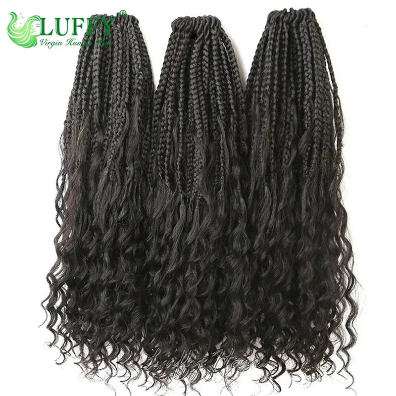 Human Hair Crochet Boho Box Braids With Human Hair Curls Synthetic Hair Braid With Human Hair Curls Braiding Hair Extensions