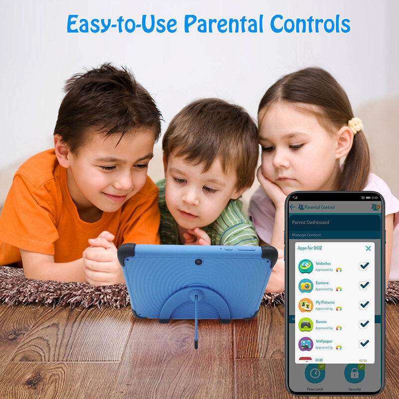 tablet infantil de 7 pulgadas HD IPS 1024x600 tablet para niños, tablet de aprendizaje con Android 11, WIFI, Quad Core, 2GB, 32GB, 3000mAh batería, sensor G, con aplicación para niños D+, 2024 regalo