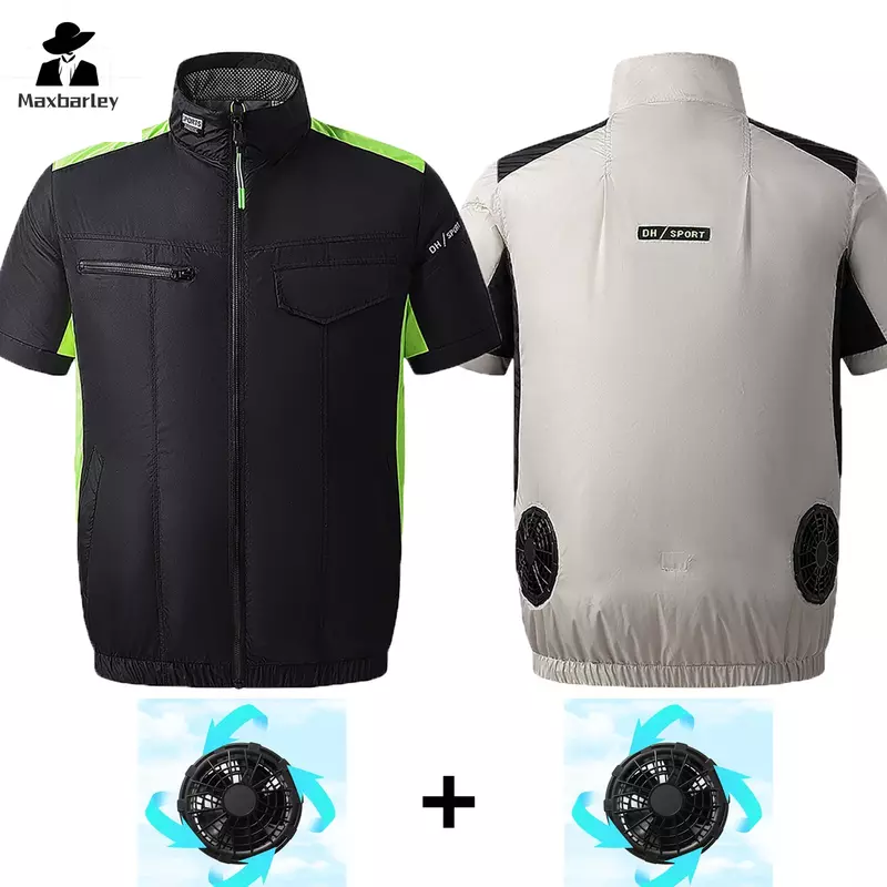 Summer Heatstroke Fan Vest Men ice vest USB Cooling Air Conditioning Camping Women Fishing Short sleeve Outdoor work clothes