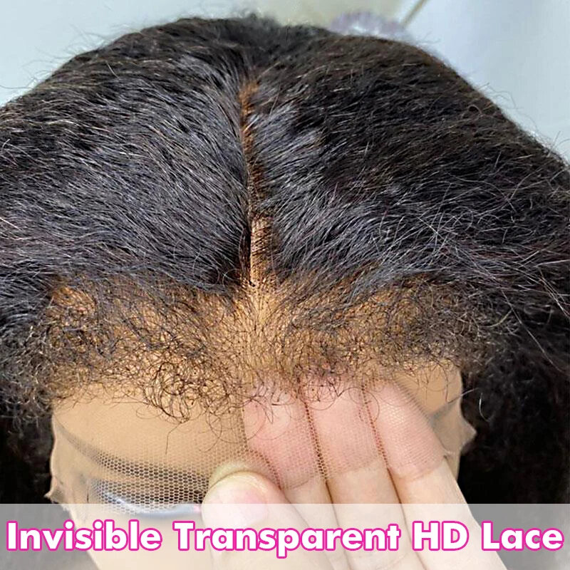 30 32 34-calowe Yaki Straight 13x6 HD Lace Frontal Wig Kinky Straight Human Hair Brazylijskie peruki bezklejowe dla kobiet wstępnie oskubane