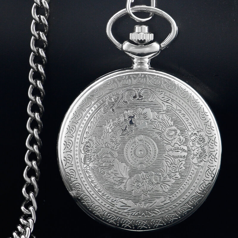 Nuovo argento orologio da tasca collana catena ciondolo Vintage quarzo moda Fob orologi regali di compleanno