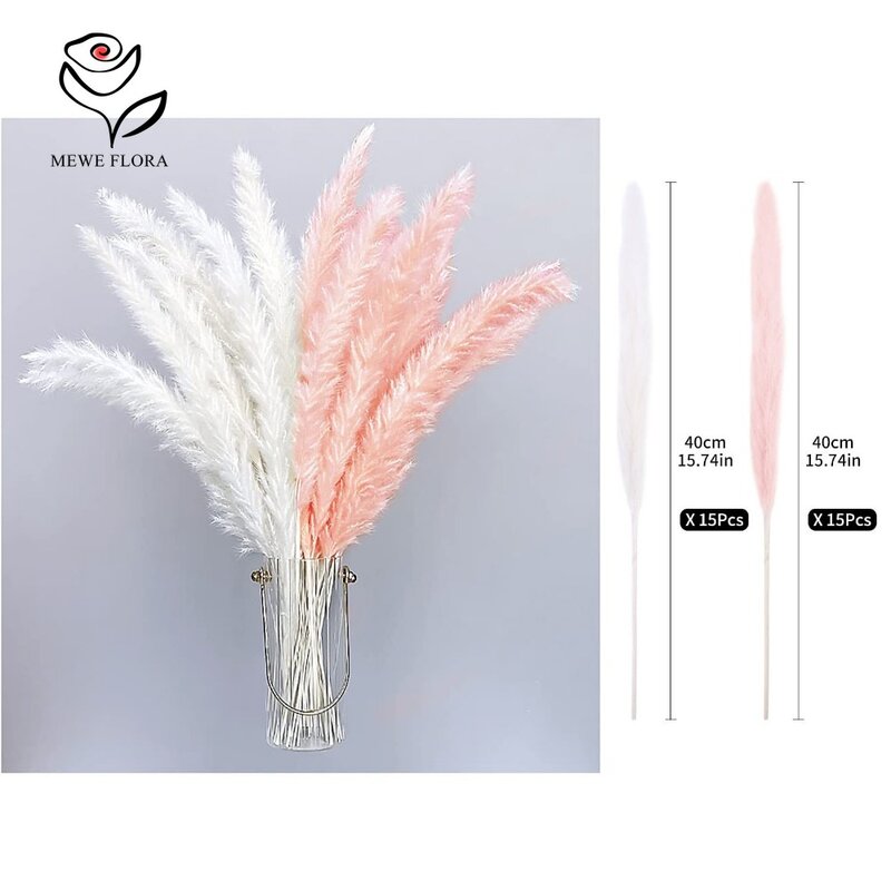 30pcs Mixed Colorful Fluffy Pampas Grass Natural Dried Flowers Decoration Home Interior Dining-table Fall Boho Wedding Bouquet