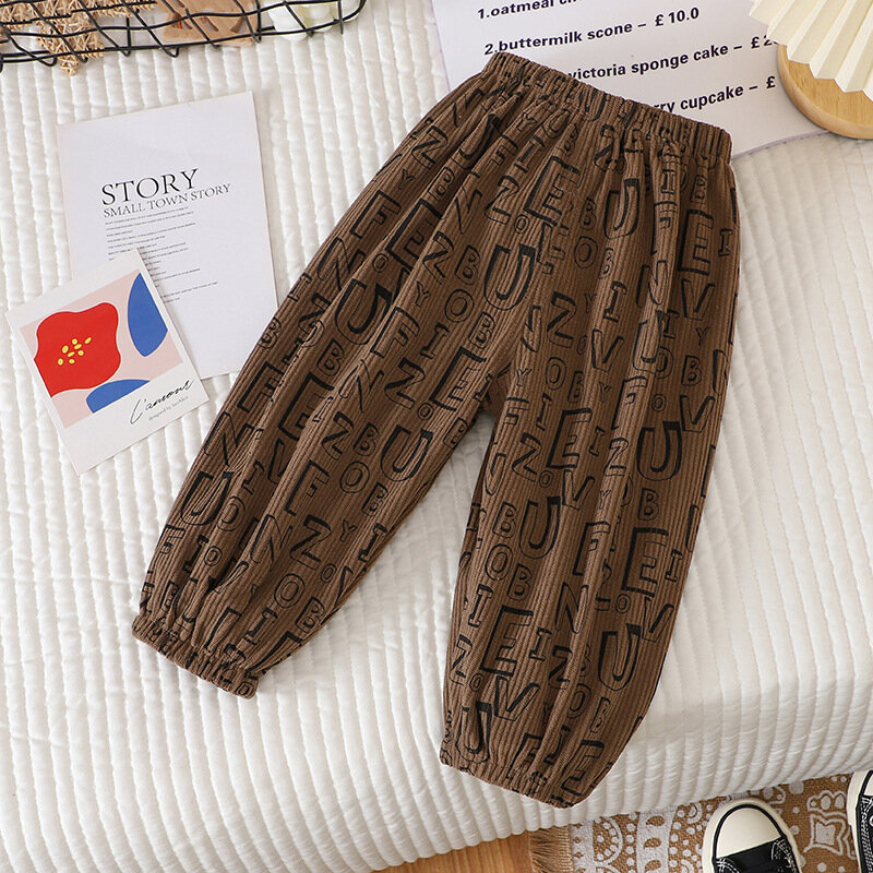 New Summer Boys Girls Pants Casual Comfortable Thin Style Lattice Stripe Lantern Trousers For Kids 2-6 Years Children Pants