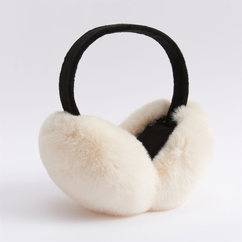 Anjj-orejeras de Color de contraste innovador, nuevo diseño de moda, Color blanco y negro, orejeras de felpa cálidas, 2024
