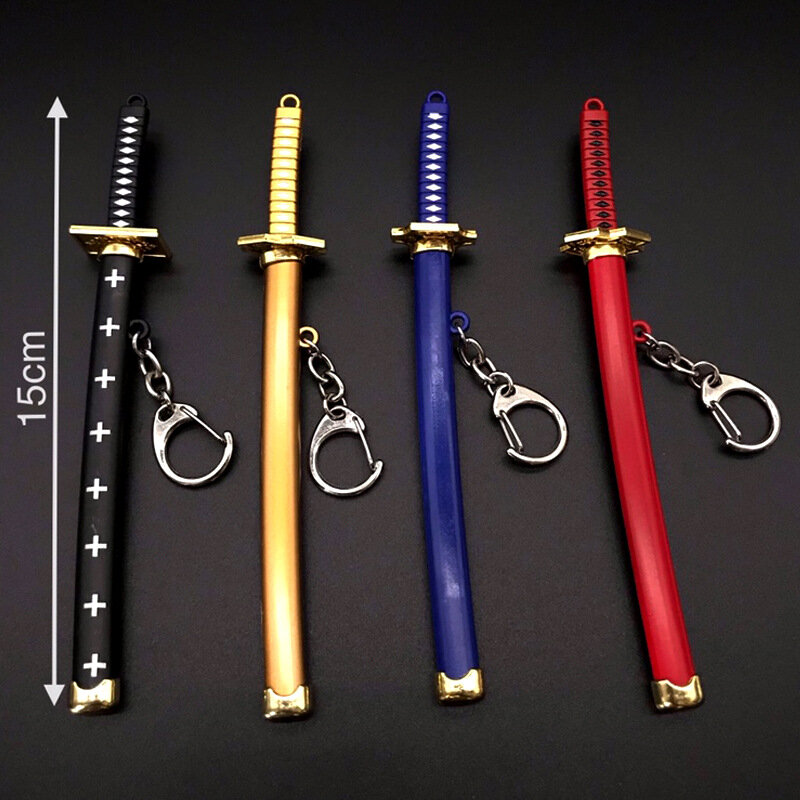 Gantungan kunci pedang Roronoa Zoro 7 gaya, gantungan kunci mobil gesper, gantungan kunci mobil Scabbard Katana, gantungan kunci hadiah