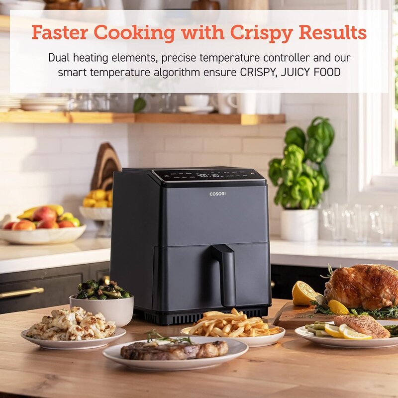 Air Fryer Dual Blaze, 6.8 Quart, temp tepat mencegah masak berlebih, pemanasan menyesuaikan untuk goreng udara sejati, panggang, panggang, dan Broil