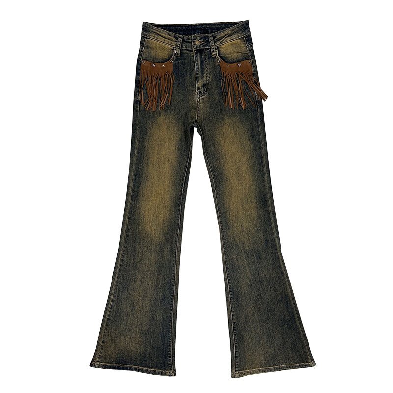 Vintage Streetwear Jeans 2023 Nieuwe Losse Jeans Met Franjes En Rechte Pijpen Voor Dames, Trendy Broek Voor Dames