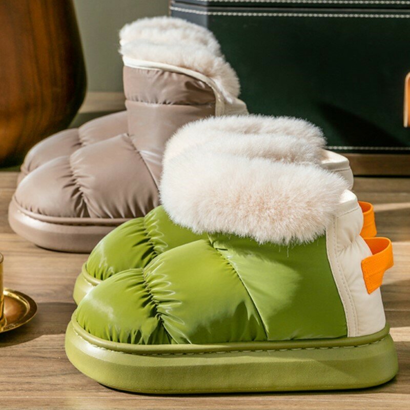 สบายๆของผู้หญิงรองเท้าบู้ทหน้าหนาว, รองเท้ากันลื่นกันน้ำหนากันหิมะสำหรับคู่รักบูทสั้นผู้หญิงแสงไฟฤดูหนาว