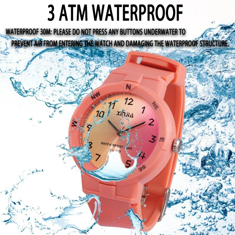 Reloj de pulsera de cuarzo con puntero cuadrado para niños, niñas y estudiantes, resistente al agua, informal, a la moda