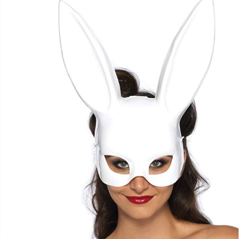Orelhas de Coelho Máscaras Metade do Rosto para Mulheres, Sexy Bunny Máscara, Cosplay, Bar Masquerade, Halloween Party Supplies, Acessórios Traje