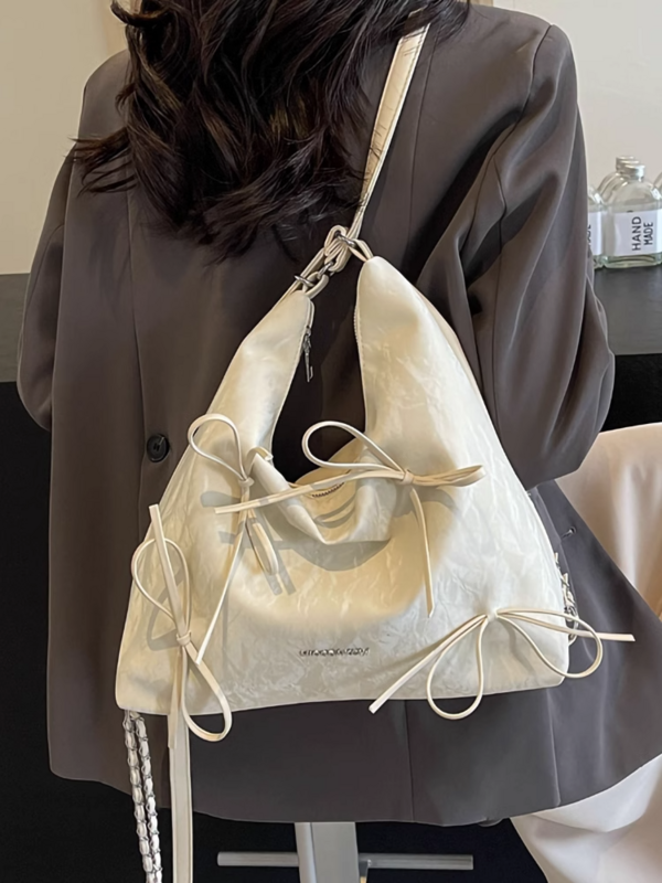 Tas punggung Tote modis pita elegan tas sekolah kapasitas besar kasual tas ransel perjalanan santai siswa