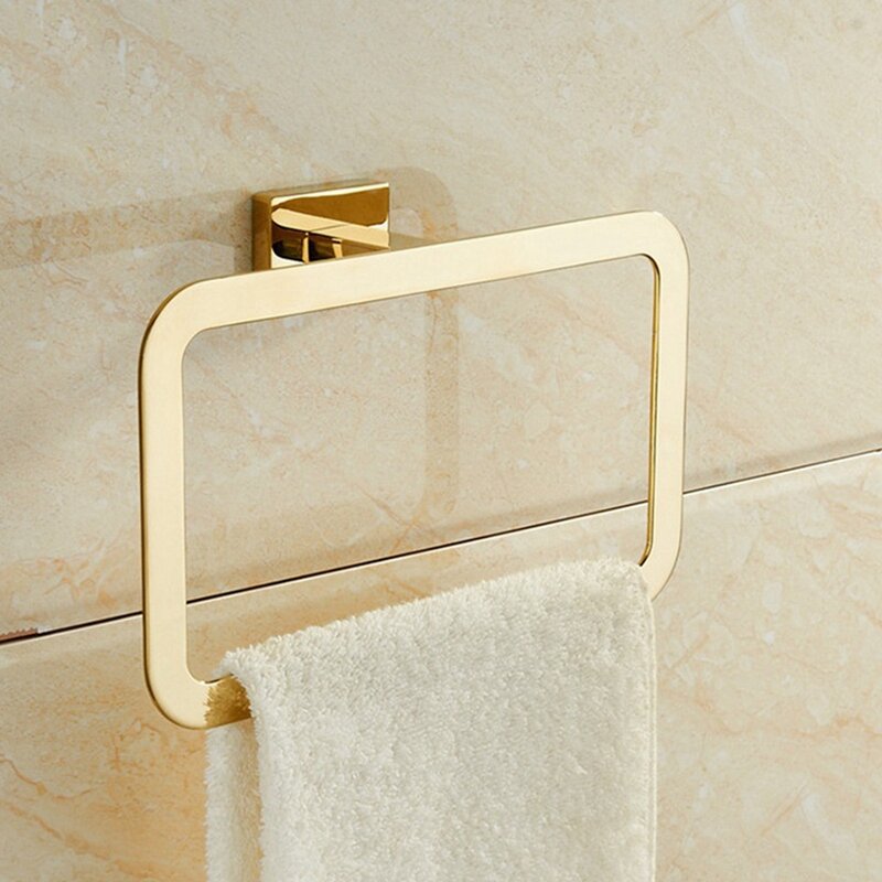 Square Towel Ring, Bathroom Towel Rack Wall Mounted Towel Pendant Bathroom Accessories