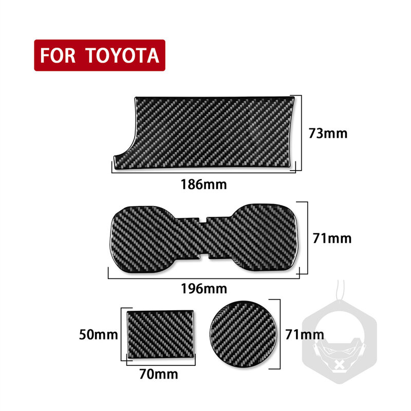 4pcs Adequado Para Toyota Takuma 15-22 Controle Central de Água Cup Holder Slot Pad Fibra De Carbono Adesivo Decorativo