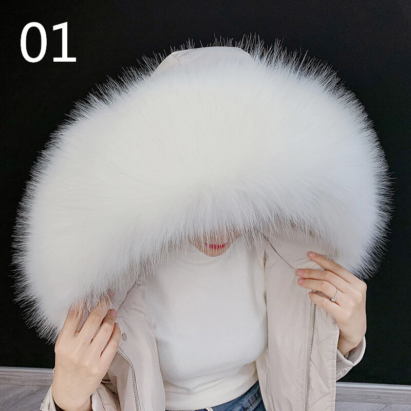 Syal multiwarna 80cm kerah bulu imitasi tudung bulu dekorasi bulu mantel selendang jaket kerah bulu aksesori dapat dilepas musim dingin