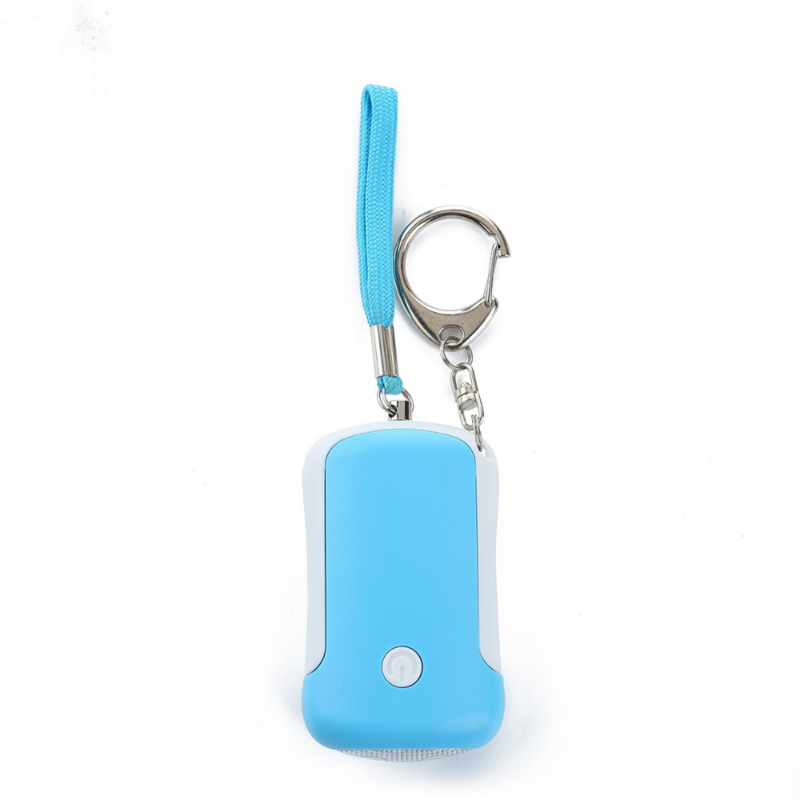 Gantungan kunci Alarm keamanan wanita, Gantungan Kunci Alarm pertahanan diri dengan senter LED, gantungan kunci keselamatan suara dan cincin biru untuk anak wanita