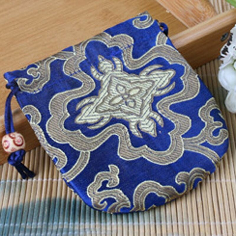 Floral Embroidery Flower Drawstring Bag Jewelry Packing Bag Beaded Festive Sugar Bag Large Capacity Hanfu Wrist Bag