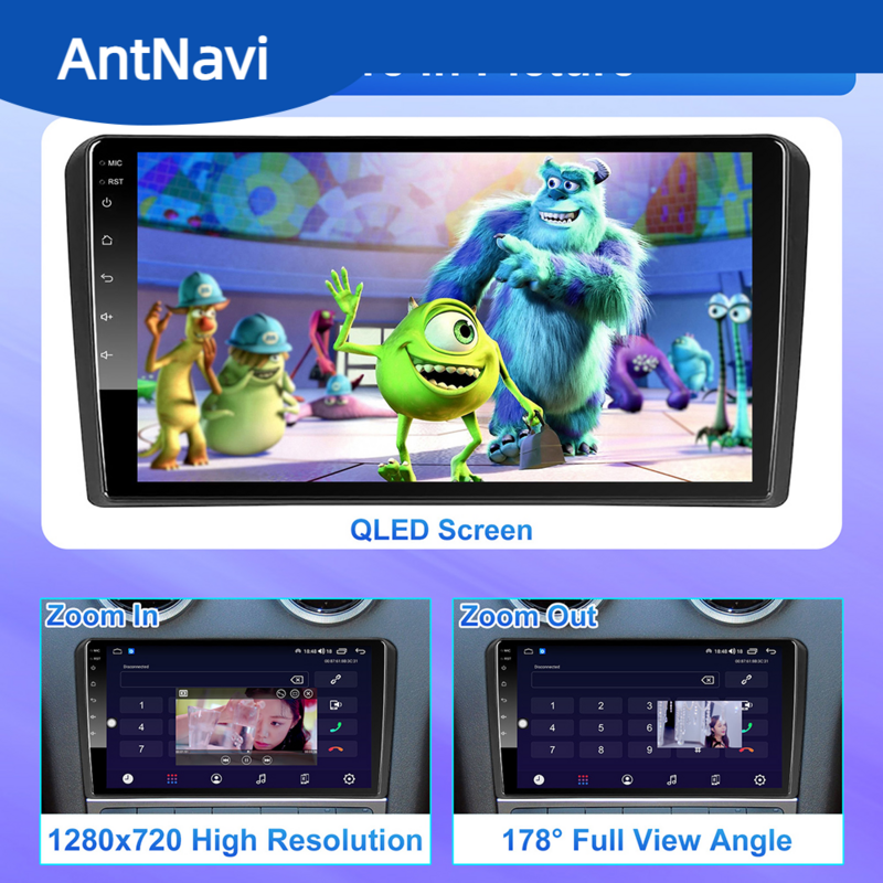 AntNavi 10 "Universal 1 Din หมุน Android วิทยุอัตโนมัติใช้ Carplay Vedio เครื่องเล่นมัลติมีเดียบลูทูธ AHD กล้อง GPS หน้าจอ