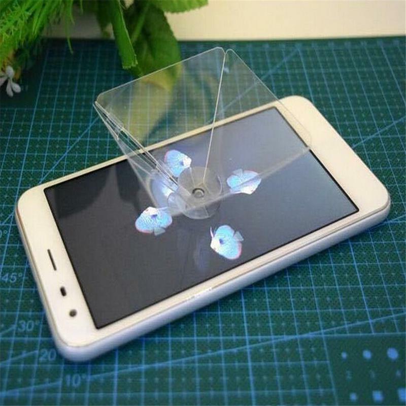Proyektor Tampilan Piramida 3D Hologram Stand Video Proyektor Portabel Mini Awet Universal untuk Ponsel Pintar