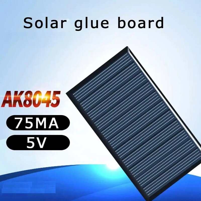 태양 전지 패널 80x45mm 5V 75mA 드롭 접착제 보드 DIY 태양 실리콘 패널 보드, 다결정 정원 조명 전원 액세서리