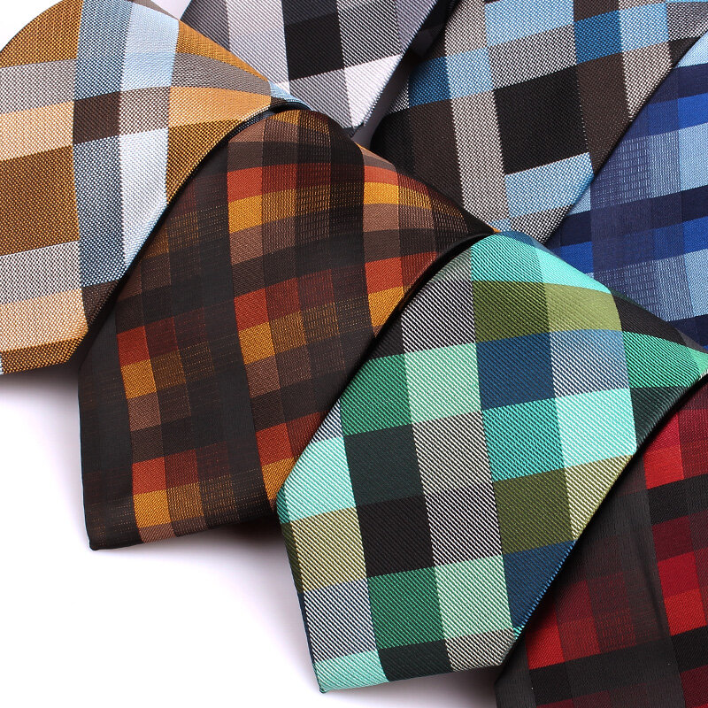 Nowy żakardowy krawat tkany dla mężczyzn klasyczne krawaty krawieckie moda poliester męski krawat na ślub garnitur krawat w kratę