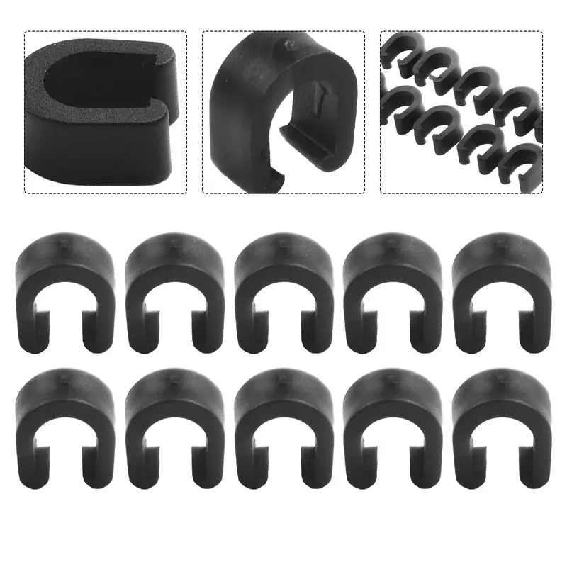 10 Pcs Durable Bicycle C-Clips Line Pipe Fixing Buckle  Plastic U-Shaped Wire Buckle Brake Gear Cable Housing Hose Tube