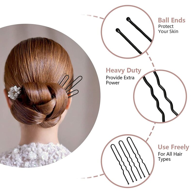 50Pcs 6cm Salon Hair Clip Waved U Shaped Pins Hairpin Black Metal Barrette Styling Hairstyle Tool Hair Accessories For Women