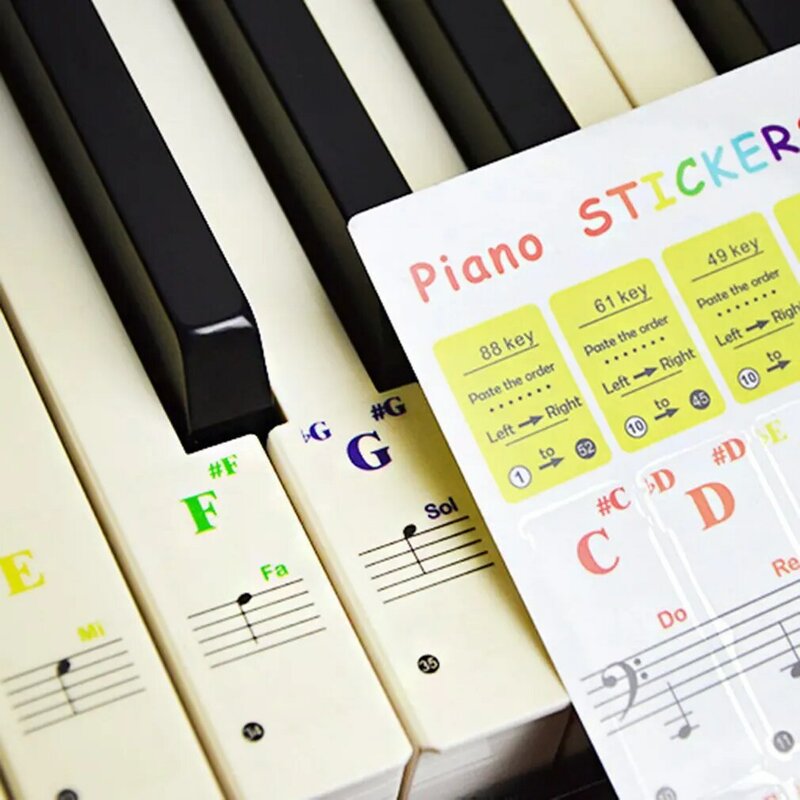 1セットピアノのキーボードステッカーステッカースターヴノートリムーバブル88キーフィルム音楽注フルセット自己研究カラフルなステッカー