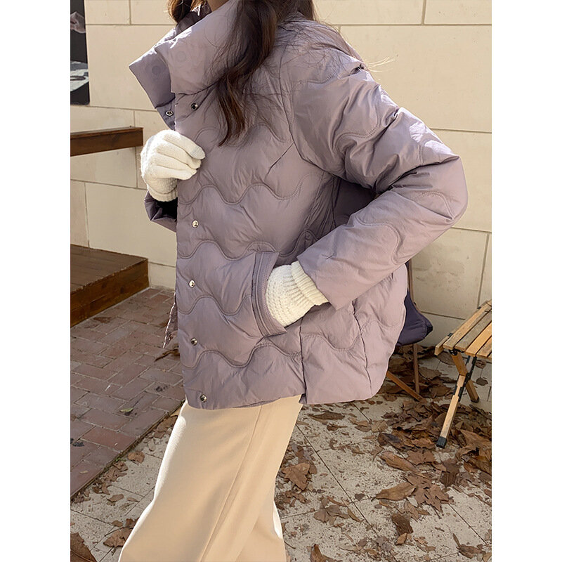 Dbs 2022 inverno mulheres coreano estilo pato branco para baixo casacos