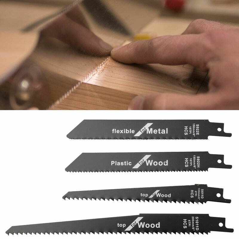Hojas de sierra recíproca para cortar madera y plástico, hojas de sierra de podar para cortar Metal y madera al aire libre, de plástico de corte 150mm/225mm, 4/1 piezas