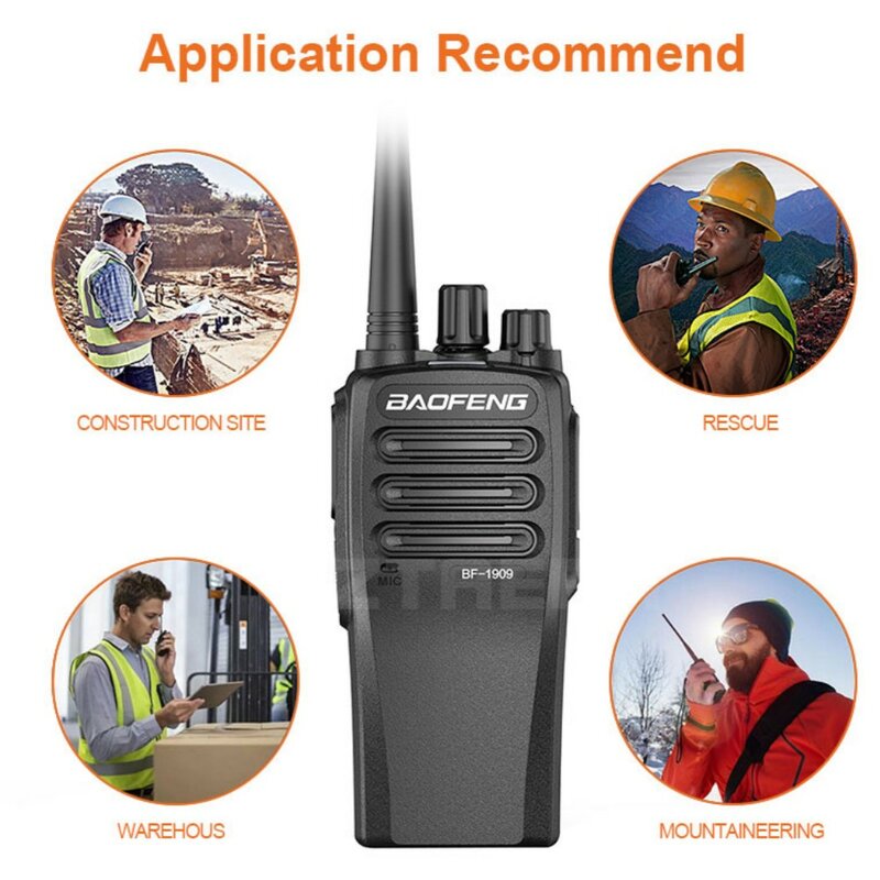Baofeng-walkie-talkie piezas de alta potencia, Radio FM bidireccional, transmisor de carga, actualización UV82, 3 BF-1909, 10W, UHF, 400-470mhz, tipo C
