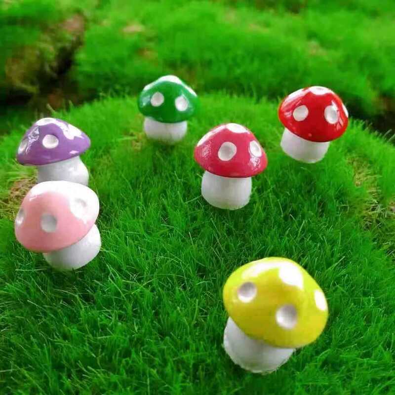 50Pcs Resin Mini Mushroom Figurines Gnome Tiny Mushrooms Miniature For Micro Landscape DIY Fairy Garden Terrarium crafts Decor