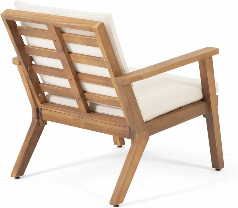 Уличные Клубные стулья из дерева акации с подушками (набор из 2 шт.), отделка коричневой патиной, кремовый