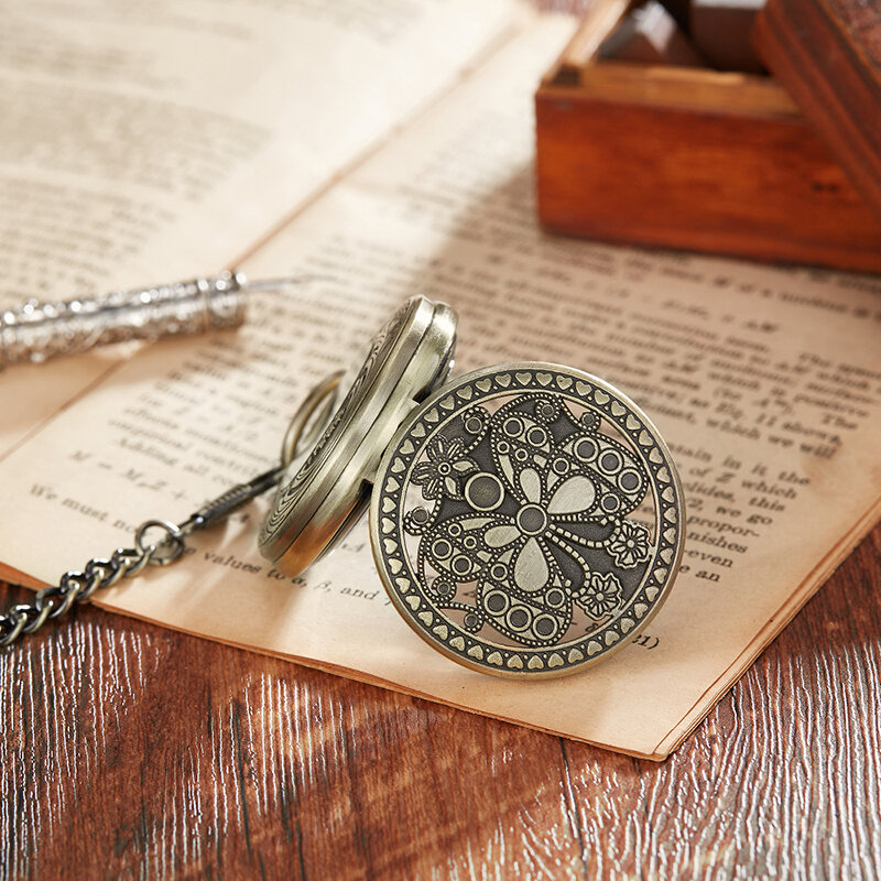 7 desain jam tangan mekanis antik jam saku pria bunga dengan rantai jam tangan kerangka Steampunk untuk pria liontin pabrik Tiongkok
