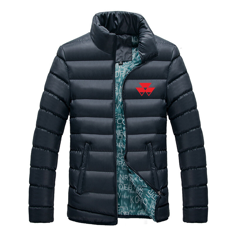 プリントロゴ付きコットンジャケット,無地,ジッパー,厚くて暖かい,冬に最適