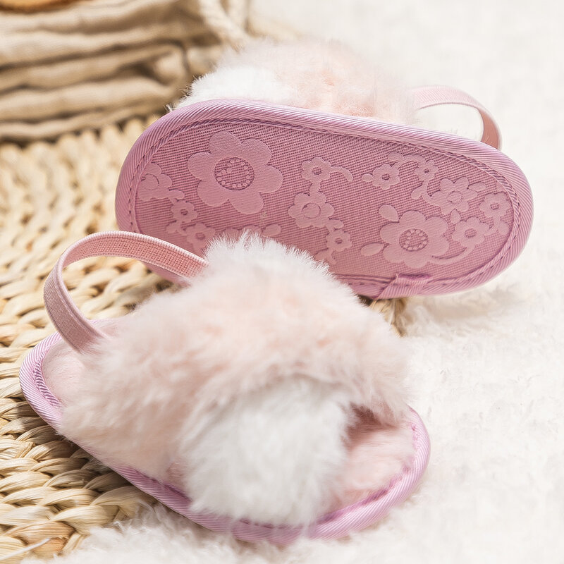 KIDSUN-zapatos antideslizantes para bebés y niñas, calzado de cuna para primeros pasos, color negro, suela blanda para niño