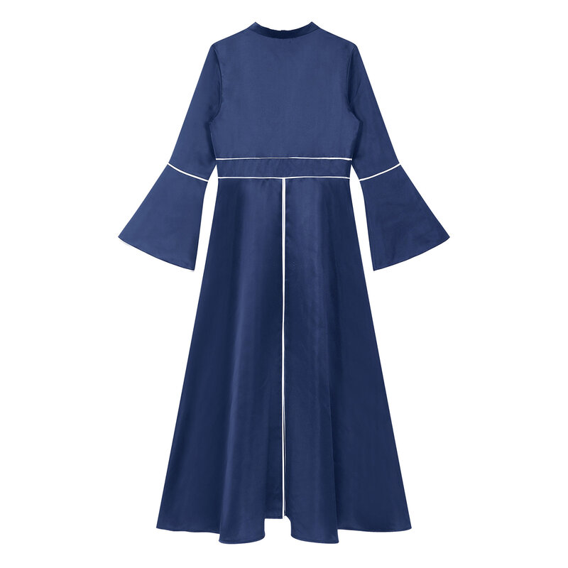 Damen elegante Lob Kirche Geistliche Robe ausgestellte Ärmel A-Linie Maxi Kleid Kleid Halloween Thema Party Priester Rollenspiel Kostüm