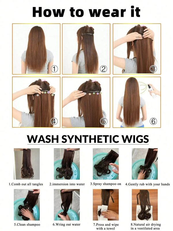 Aosiwig Synthetische Super Lange Rechte 100Cm 5 Clip In Haarverlenging Natuurlijk Haar Zwart Blond Nep Vals Haarstukje Voor Vrouwen