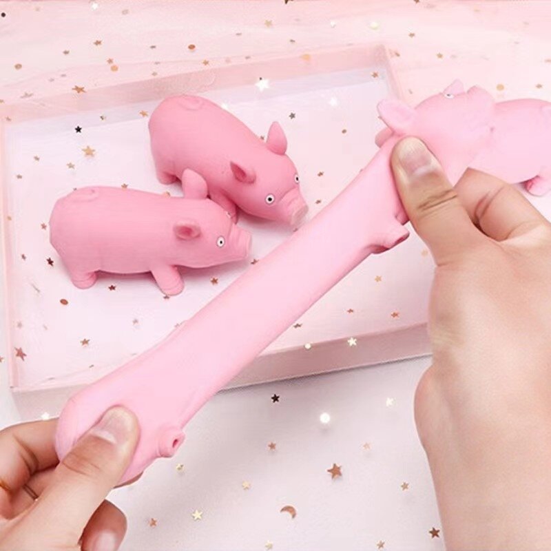 Kinderspiele Stress abbau Kawai rosa Schwein Figuren Miniatur Haustier Anti stress Tiere Angst lustige Party begünstigt matsch ige Spielzeuge